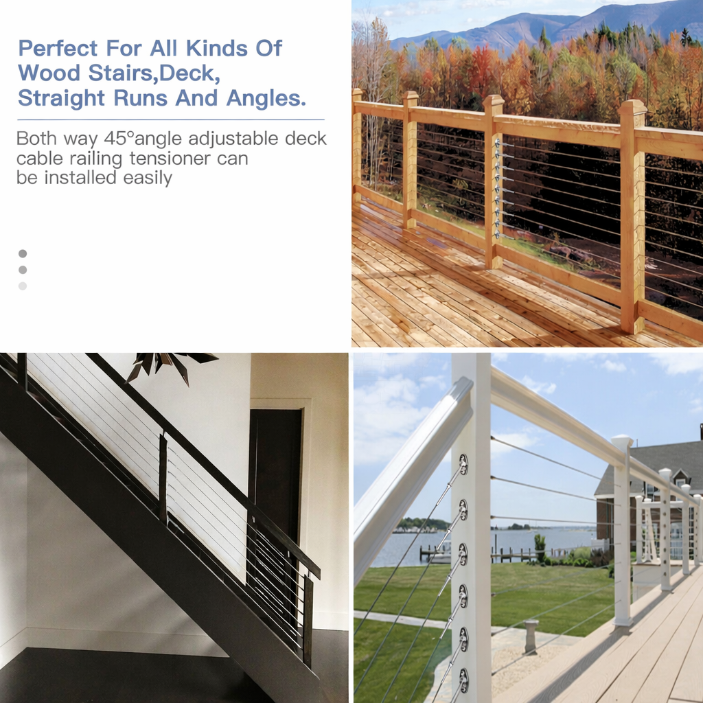 Lush Green Outdoor Deck Cable Railing