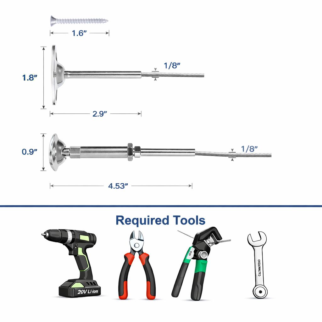 Compatible with 1/8 in Stainless Steel Cable When Properly Crimped