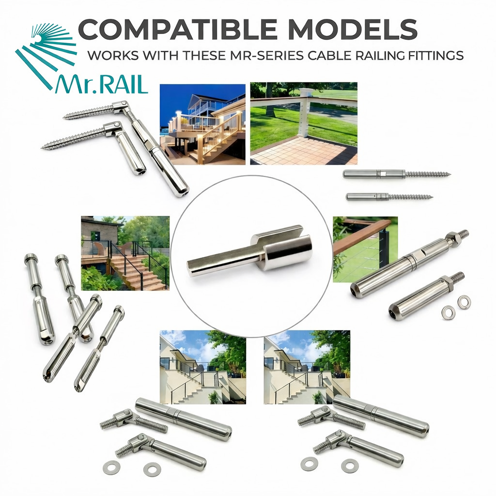 MR.RAIL 316L Stainless Steel Quick Lock Release Key for Stainless Steel Cable Railing Tensioners, Replacement Locking Insert for Push-In Cable Fittings.
